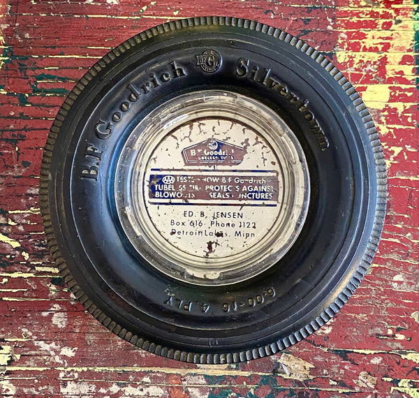 B.F. Goodrich Silvertown tire with glass ashtray insert